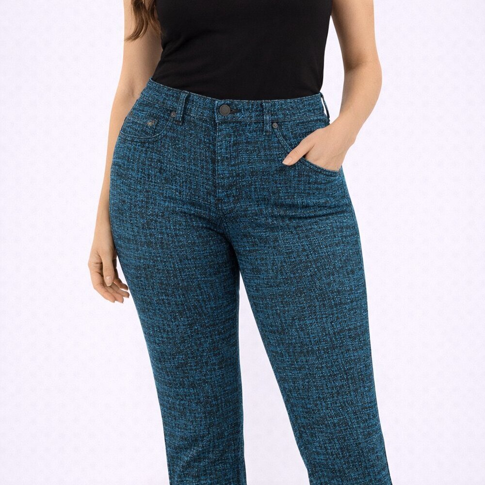 Rag & Bone /JEAN Tweed Print Legging Jeans 32 Turquoise Black Skinny